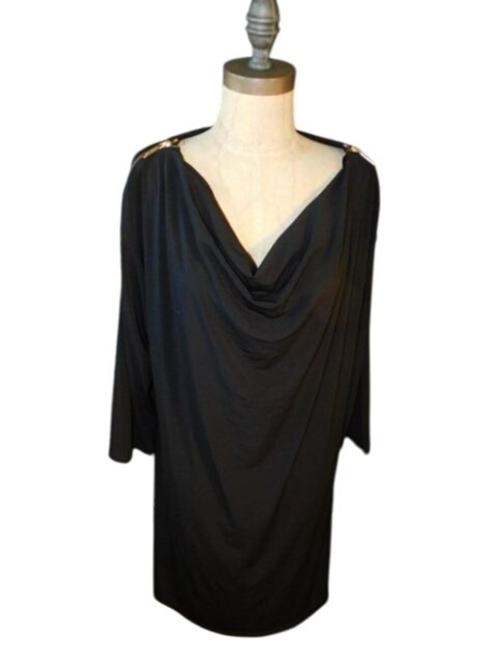 Michael Kors Sze XL Black Slinky Stretchy 3/4 Sleeve Dress